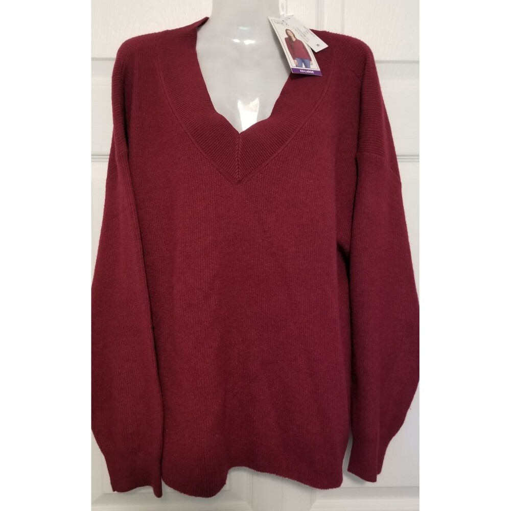 Nine West Women's Knit Sweater V-Neck Long Sleeve New Tags Plus Size XXL